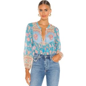 Spell X Revolve Love Story Blouse Sky Blue XS